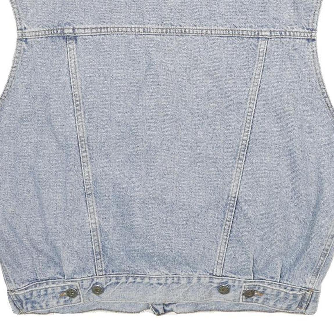 OXXY Mens Blue Denim Jacket L Cotton Classic Button Closure Sleeveless Denim