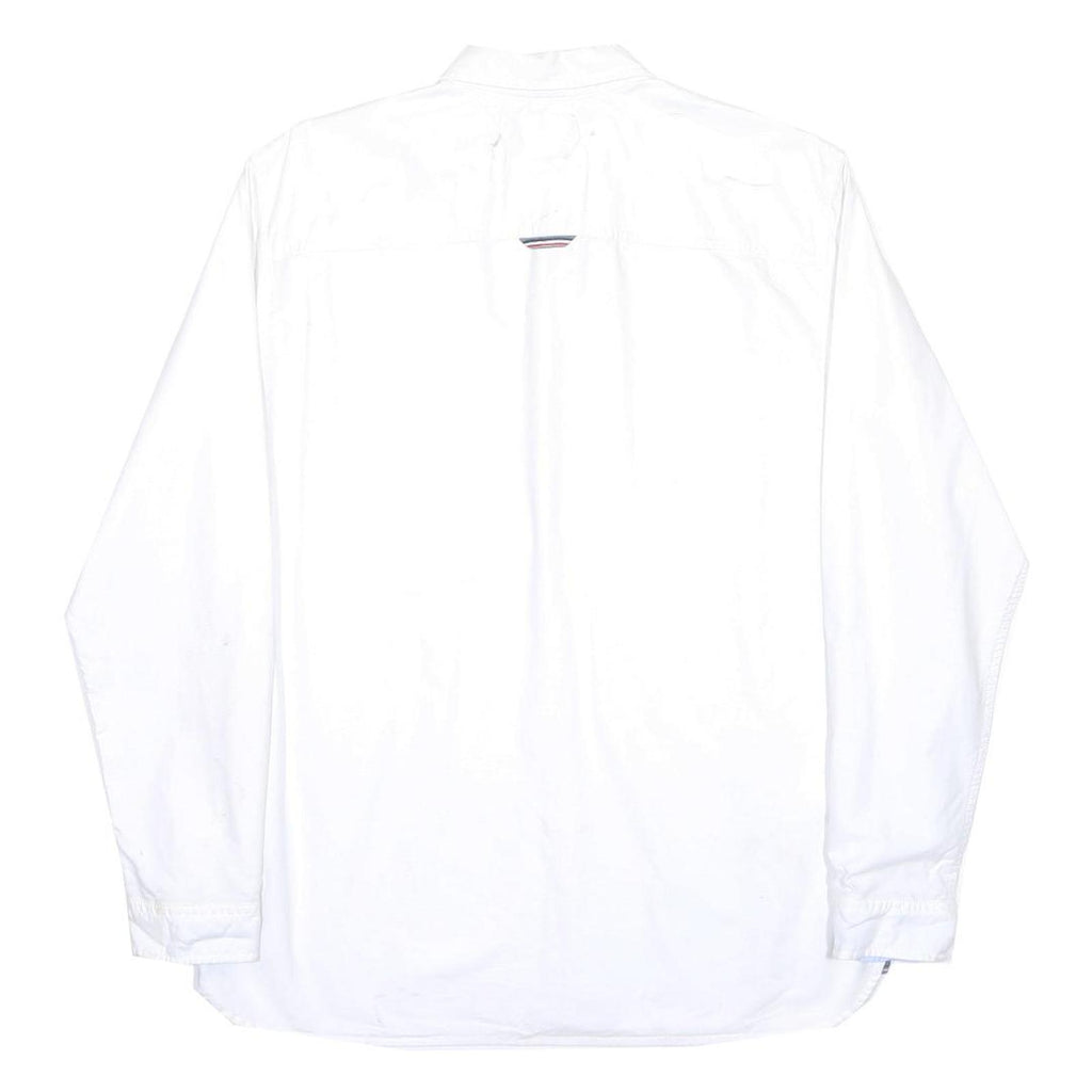 HILFIGER DENIM Mens White XL Cotton Shirt Long Sleeve Button Down Classic Fit