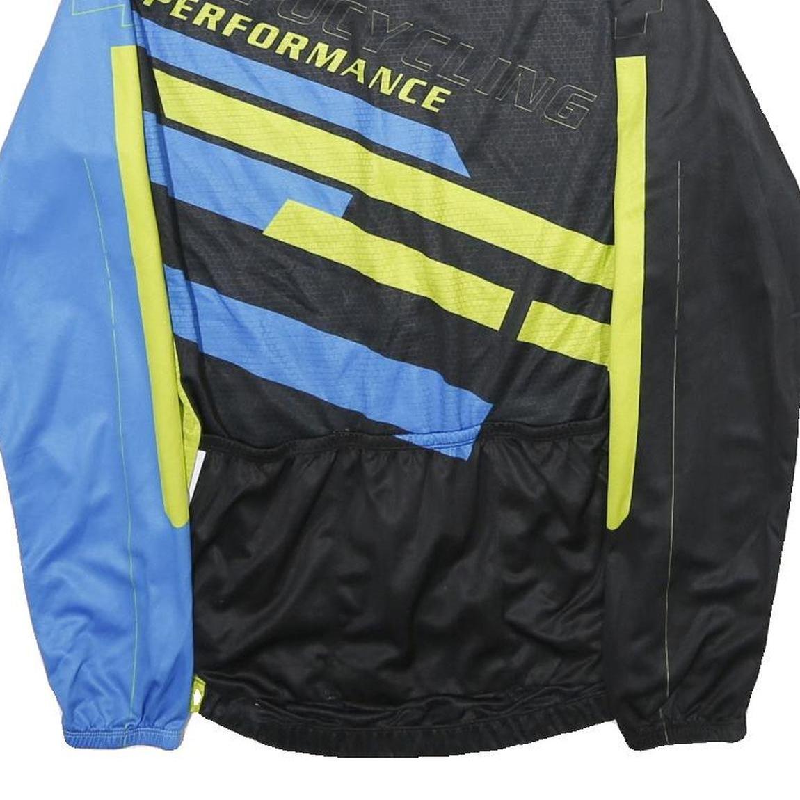 4UCYCLING Mens Black & Blue Performance Cycling Jersey M Long Sleeve Crew Neck