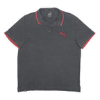 PUMA Mens Grey & Red Polo Shirt Short Sleeve L Sports Casual Cotton Blend