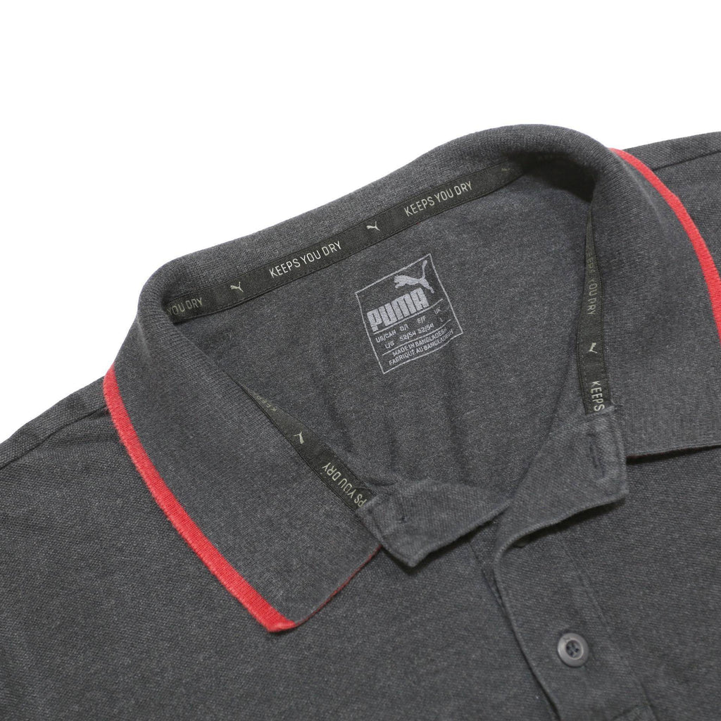PUMA Mens Grey & Red Polo Shirt Short Sleeve L Sports Casual Cotton Blend