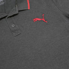 PUMA Mens Grey & Red Polo Shirt Short Sleeve L Sports Casual Cotton Blend