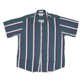 VAN HEUSEN Mens Blue White & Red Striped Cotton Blend Shirt L Stylish Summer