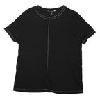 NEXT Womens Black T-Shirt UK 14 Short Sleeve Crew Neck Plain Cotton Blend