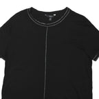 NEXT Womens Black T-Shirt UK 14 Short Sleeve Crew Neck Plain Cotton Blend
