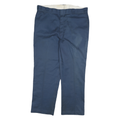DICKIES Mens Navy Regular Fit Straight Leg Trousers W40 L29 Cotton Blend Zip