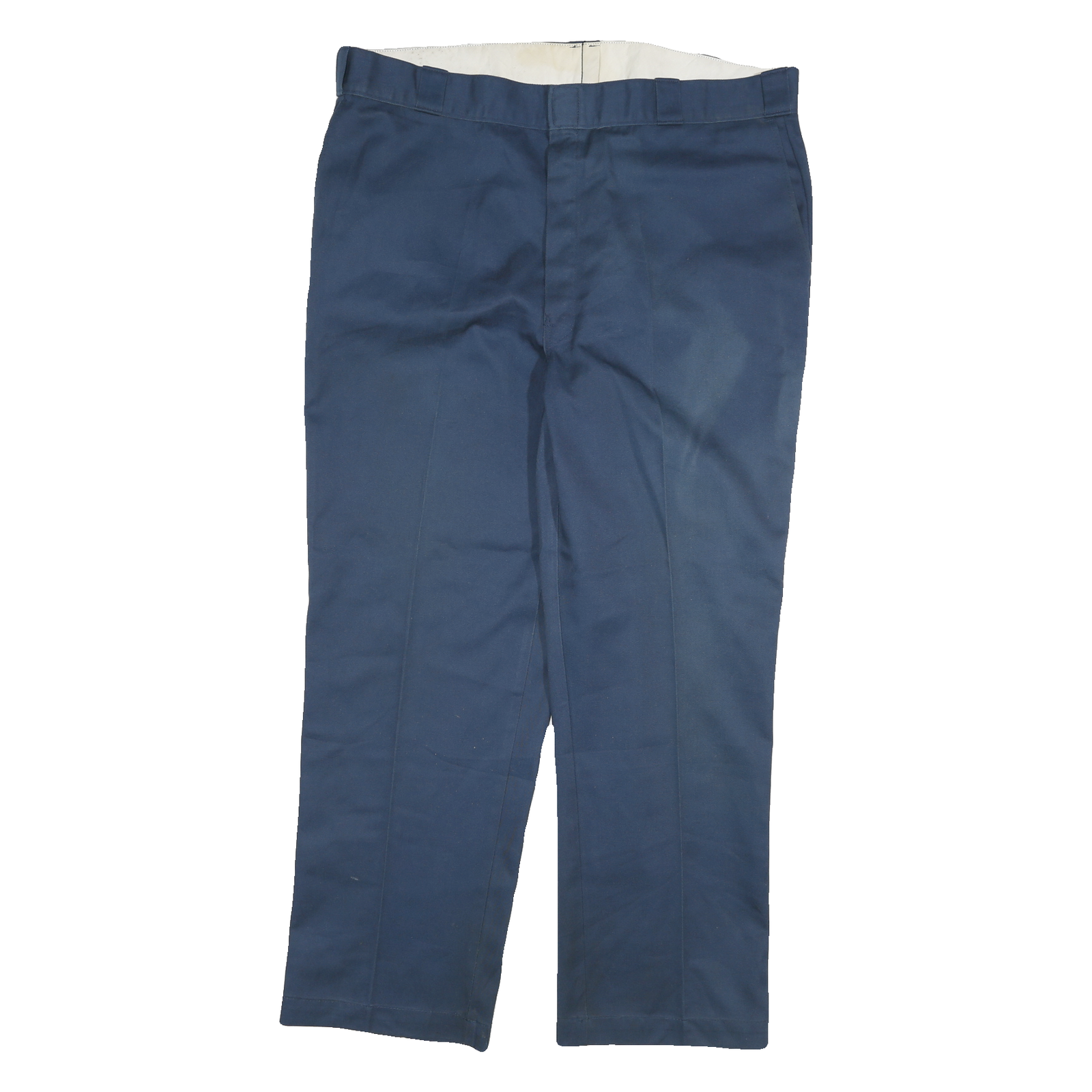 DICKIES Mens Navy Regular Fit Straight Leg Trousers W40 L29 Cotton Blend Zip