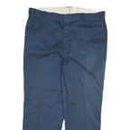 DICKIES Mens Navy Regular Fit Straight Leg Trousers W40 L29 Cotton Blend Zip