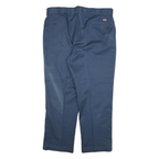 DICKIES Mens Navy Regular Fit Straight Leg Trousers W40 L29 Cotton Blend Zip