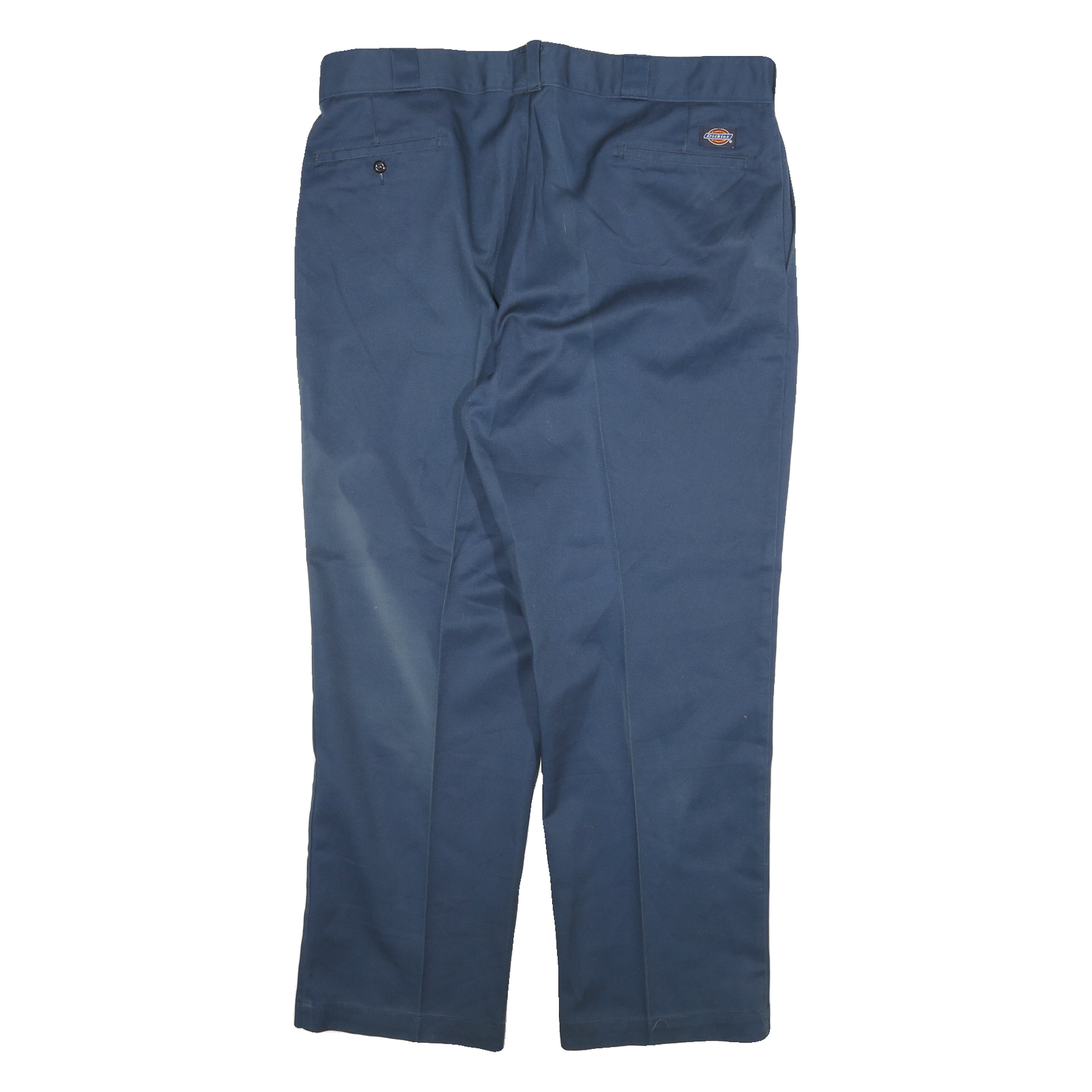 DICKIES Mens Navy Regular Fit Straight Leg Trousers W40 L29 Cotton Blend Zip