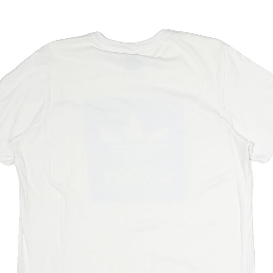 ADIDAS Mens White Blue Graphic T-Shirt XL Short Sleeve Crew Neck Cotton Casual