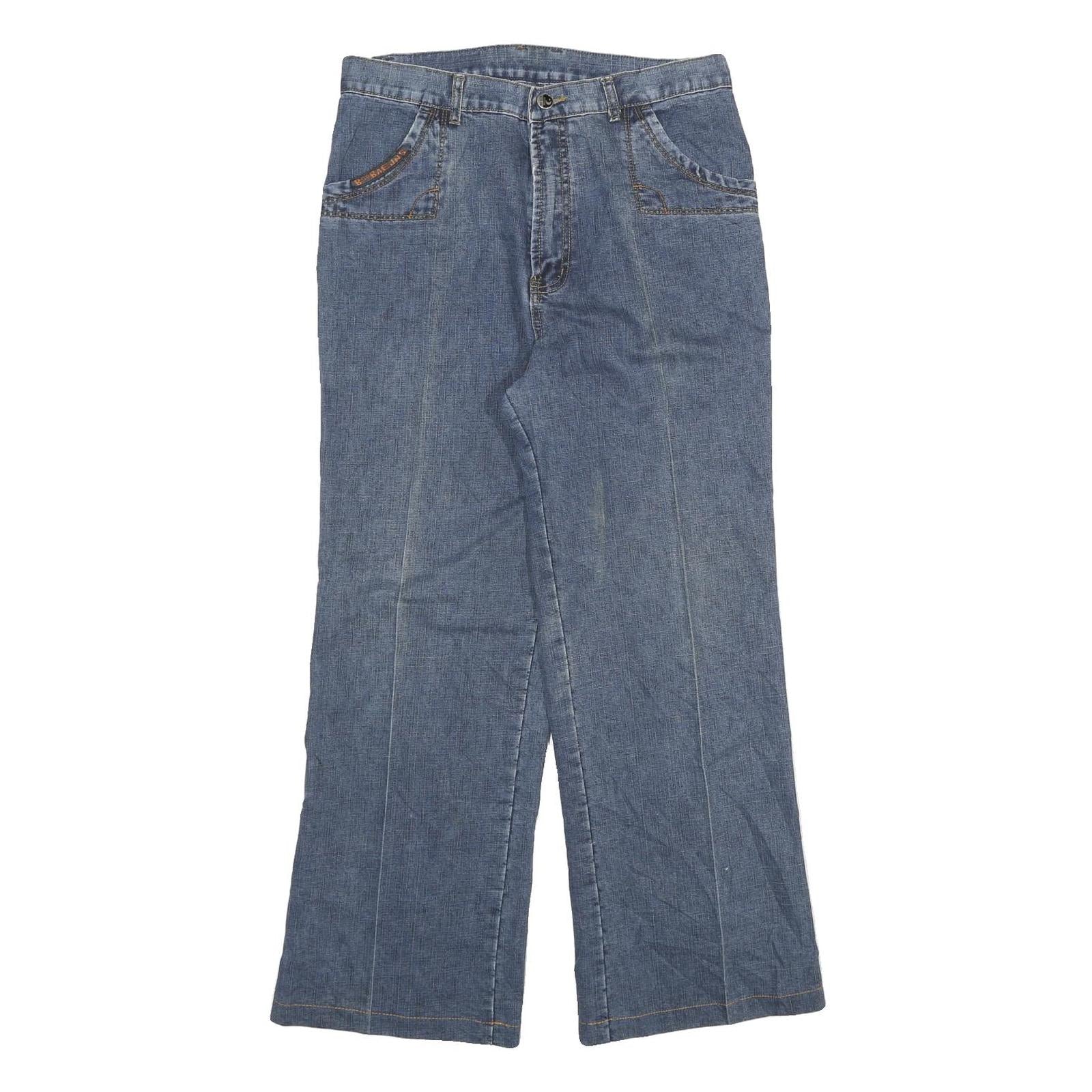 AOSIGE Mens Jeans Blue Regular Bootcut Denim Medium W30 L27 Zip Cotton Blend