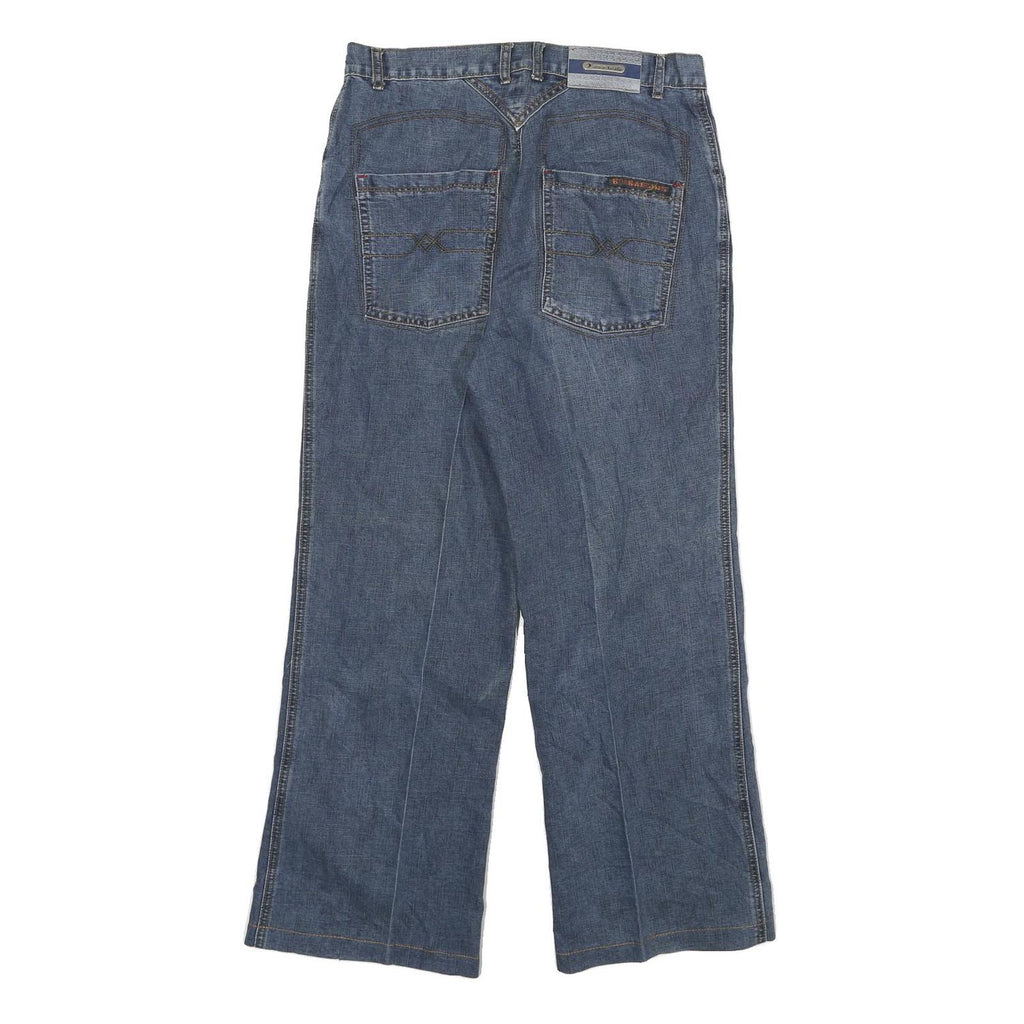 AOSIGE Mens Jeans Blue Regular Bootcut Denim Medium W30 L27 Zip Cotton Blend