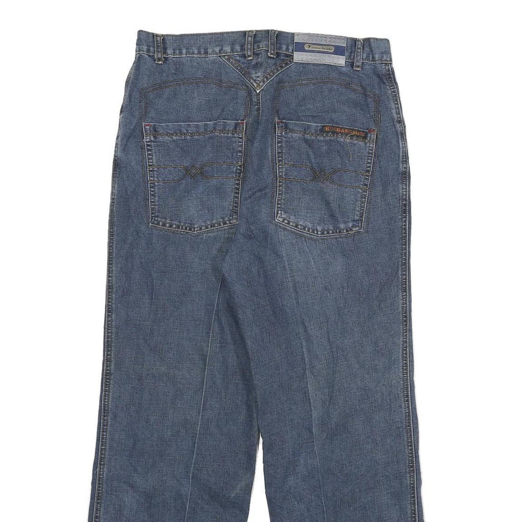 AOSIGE Mens Jeans Blue Regular Bootcut Denim Medium W30 L27 Zip Cotton Blend