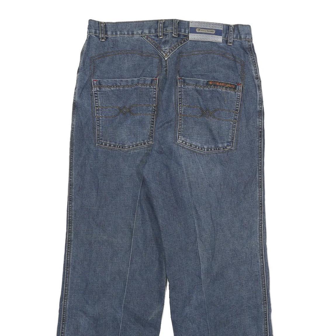 AOSIGE Mens Jeans Blue Regular Bootcut Denim Medium W30 L27 Zip Cotton Blend