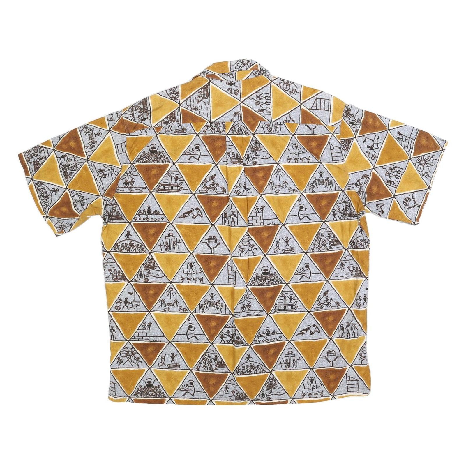 SALT & LIGHT Mens Yellow & Brown Patterned Shirt XL Cotton Blend Casual Summer