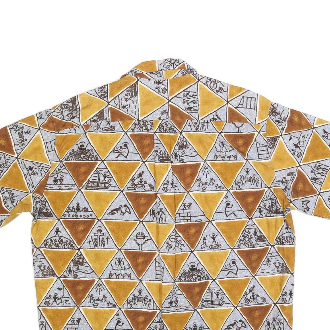 SALT & LIGHT Mens Yellow & Brown Patterned Shirt XL Cotton Blend Casual Summer