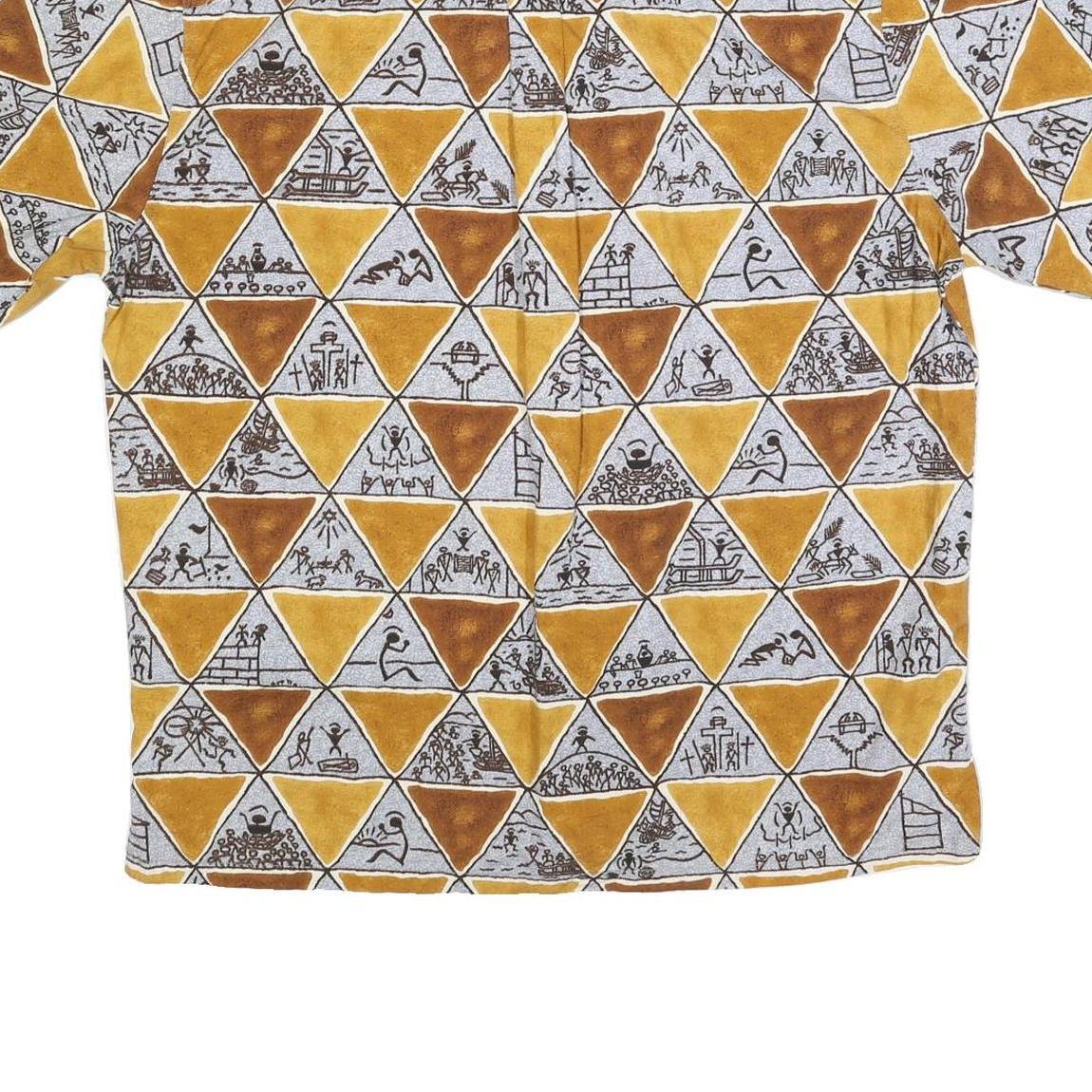 SALT & LIGHT Mens Yellow & Brown Patterned Shirt XL Cotton Blend Casual Summer