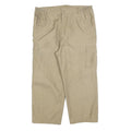 Mens Lined Cotton Blend Beige Relaxed Cargo Trousers W38 L26 Casual Workwear Zip