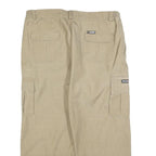 Mens Lined Cotton Blend Beige Relaxed Cargo Trousers W38 L26 Casual Workwear Zip