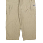 Mens Lined Cotton Blend Beige Relaxed Cargo Trousers W38 L26 Casual Workwear Zip