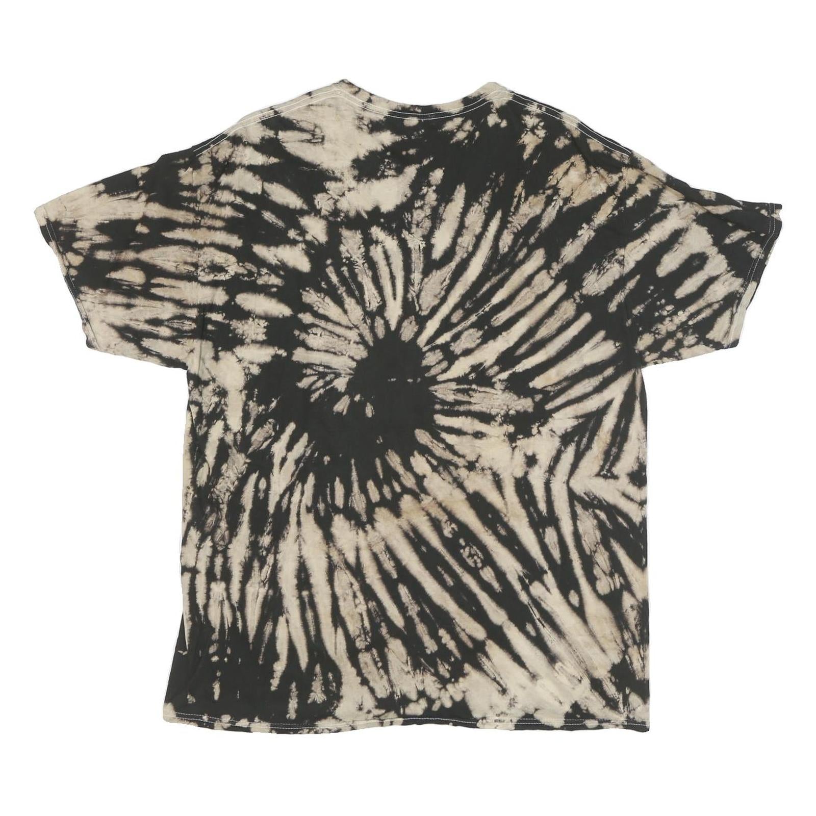 AC DC Mens Black & Beige Tie Dye Graphic T-Shirt L Short Sleeve Crew Neck Rock