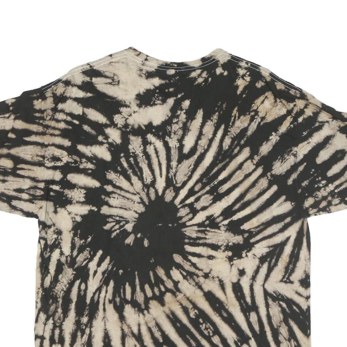 AC DC Mens Black & Beige Tie Dye Graphic T-Shirt L Short Sleeve Crew Neck Rock