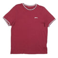 SLAZENGER Mens Maroon & White Classic T-Shirt S Short Sleeve Crew Neck Piped