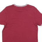 SLAZENGER Mens Maroon & White Classic T-Shirt S Short Sleeve Crew Neck Piped