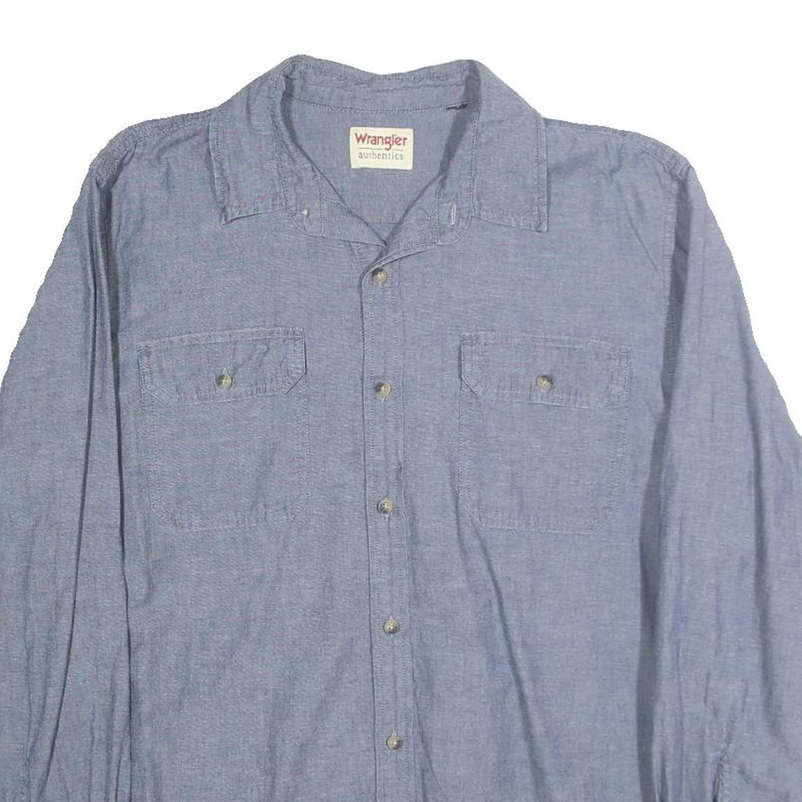 WRANGLER Mens Blue Cotton Shirt L Long Sleeve Casual Button Pocket