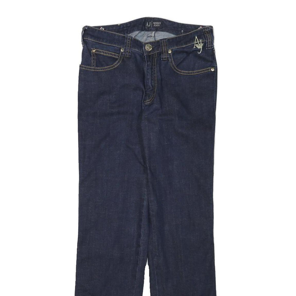 ARMANI JEANS Womens Jeans Blue Regular Straight Denim Dark W27 L29 Zip Cotton