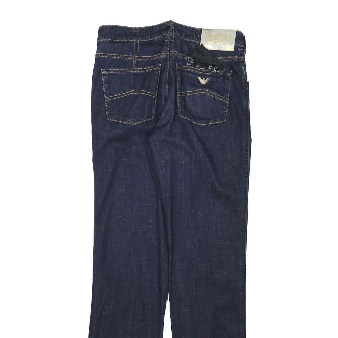 ARMANI JEANS Womens Jeans Blue Regular Straight Denim Dark W27 L29 Zip Cotton