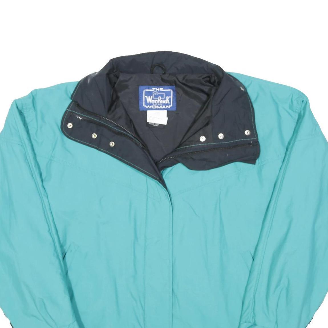 WOOLRICH Womens Blue Nylon Button Jacket L Outdoor Comfortable Lightweight