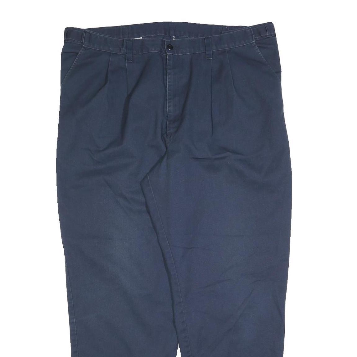 DICKIES Mens Cotton Blend Navy Regular Straight Trousers W40 L32 Workwear Zip