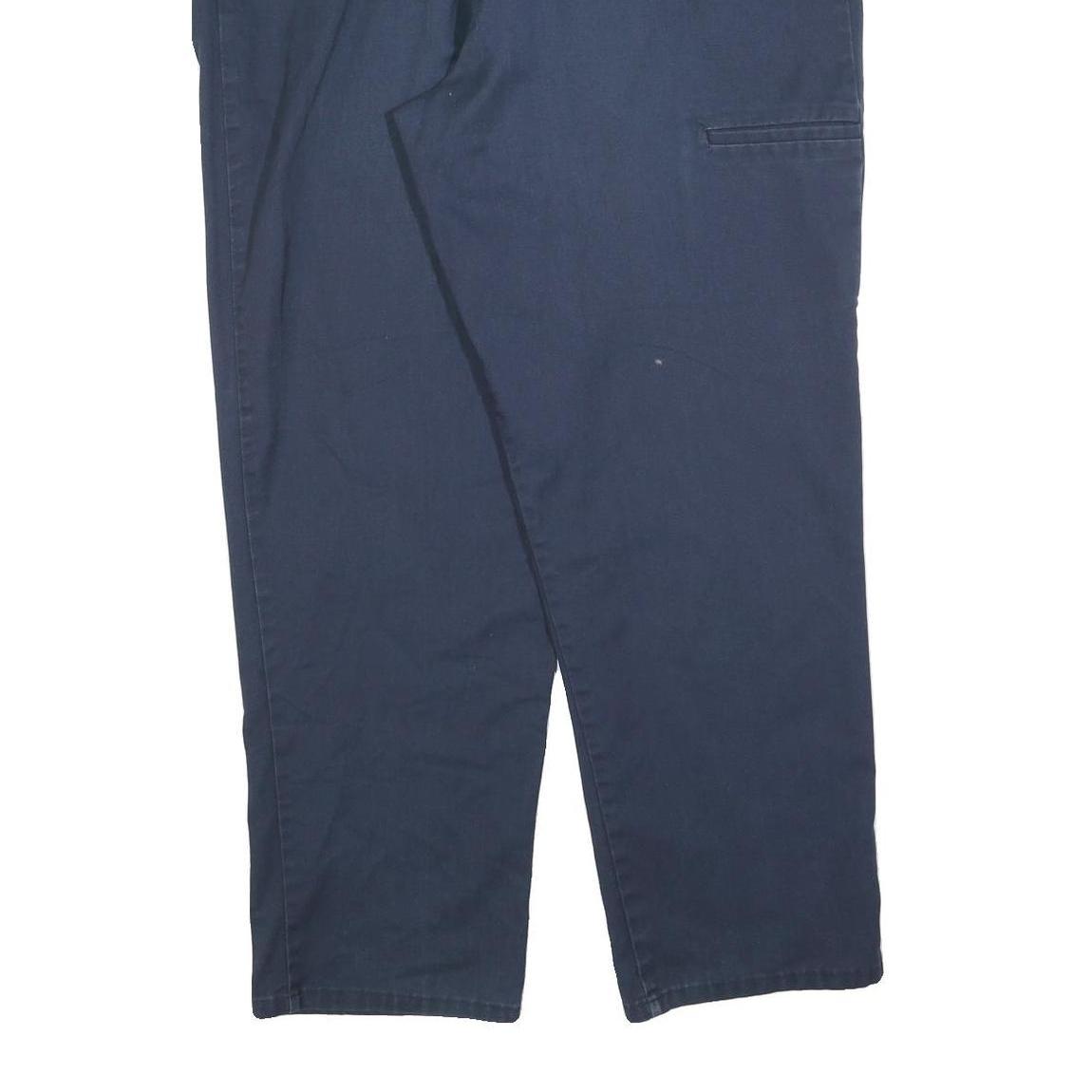 DICKIES Mens Cotton Blend Navy Regular Straight Trousers W40 L32 Workwear Zip
