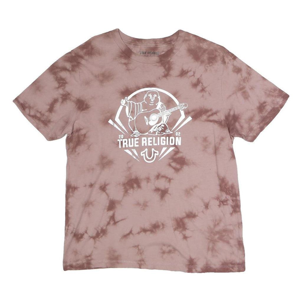 TRUE RELIGION Mens Brown Tie Dye Graphic T-Shirt L Short Sleeve Crew Neck