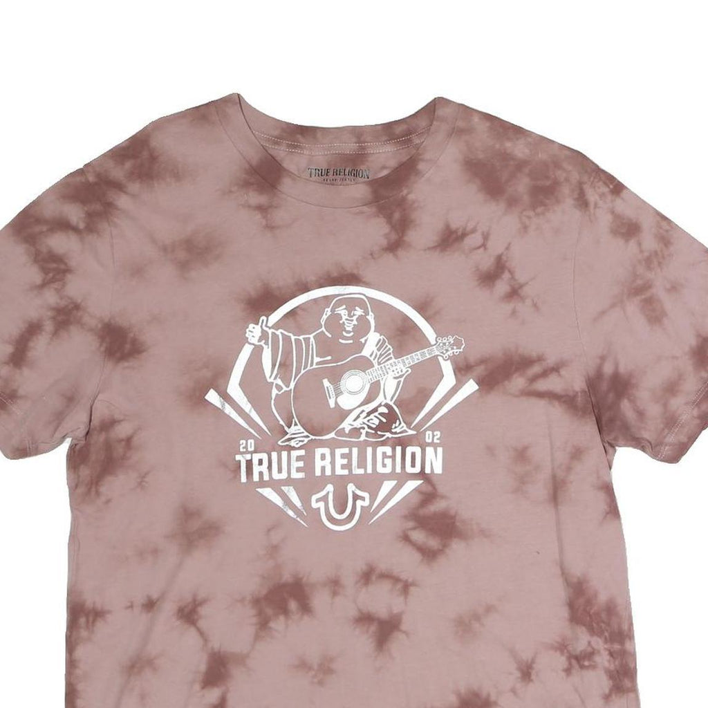 TRUE RELIGION Mens Brown Tie Dye Graphic T-Shirt L Short Sleeve Crew Neck