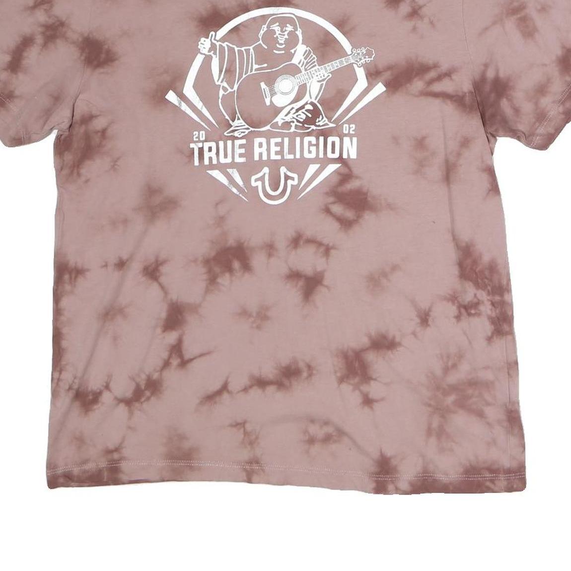 TRUE RELIGION Mens Brown Tie Dye Graphic T-Shirt L Short Sleeve Crew Neck