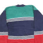 LIZ SPORT Womens Blue & Green & Red Patterned V-Neck Basic Knit Jumper S Cotton
