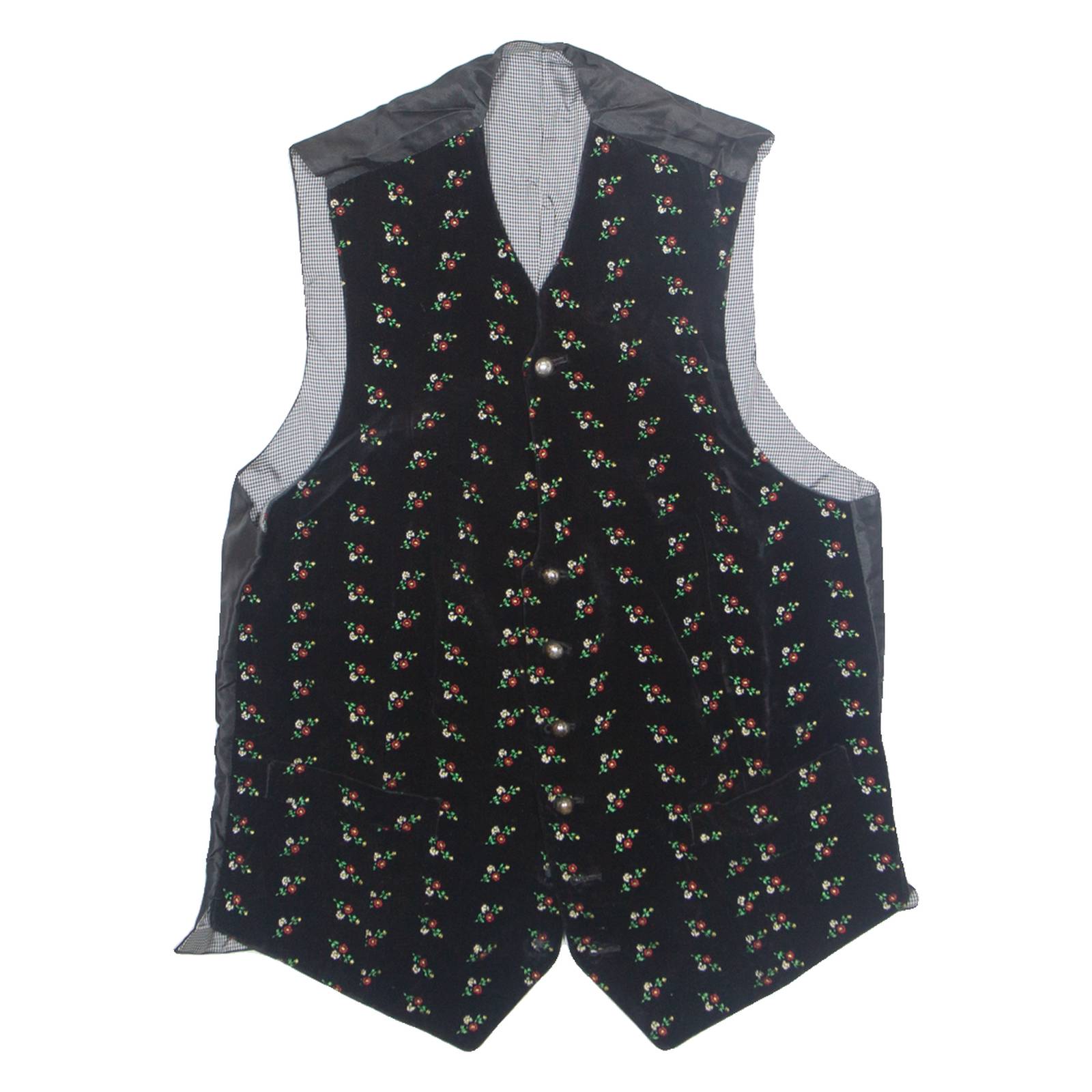 Womens Blazer Waistcoat Black 90s Floral S
