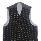Womens Blazer Waistcoat Black 90s Floral S