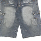 Mens Blue Casual Cargo Cotton Blend Shorts L W36 Pocket Detailing