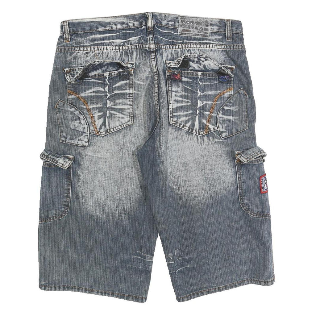 Mens Blue Casual Cargo Cotton Blend Shorts L W36 Pocket Detailing