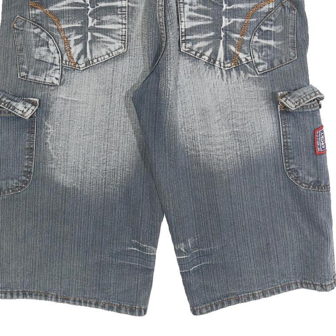 Mens Blue Casual Cargo Cotton Blend Shorts L W36 Pocket Detailing