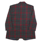 SAG HARBOR Womens Red & Green Checked Wool Blend Classic Jacket L Button Closure