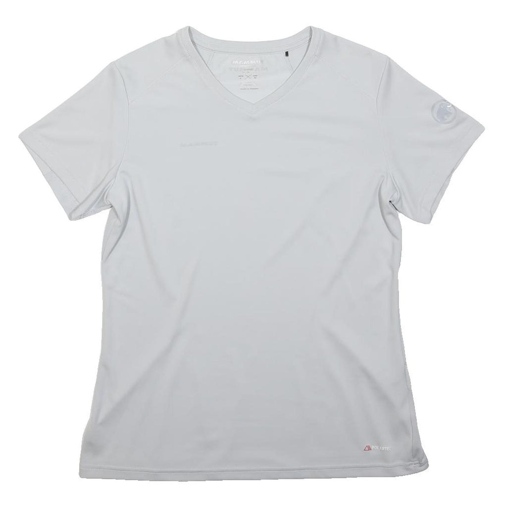 MAMMUT Mens White Polyester Modern T-Shirt M Short Sleeve V-Neck Lightweight