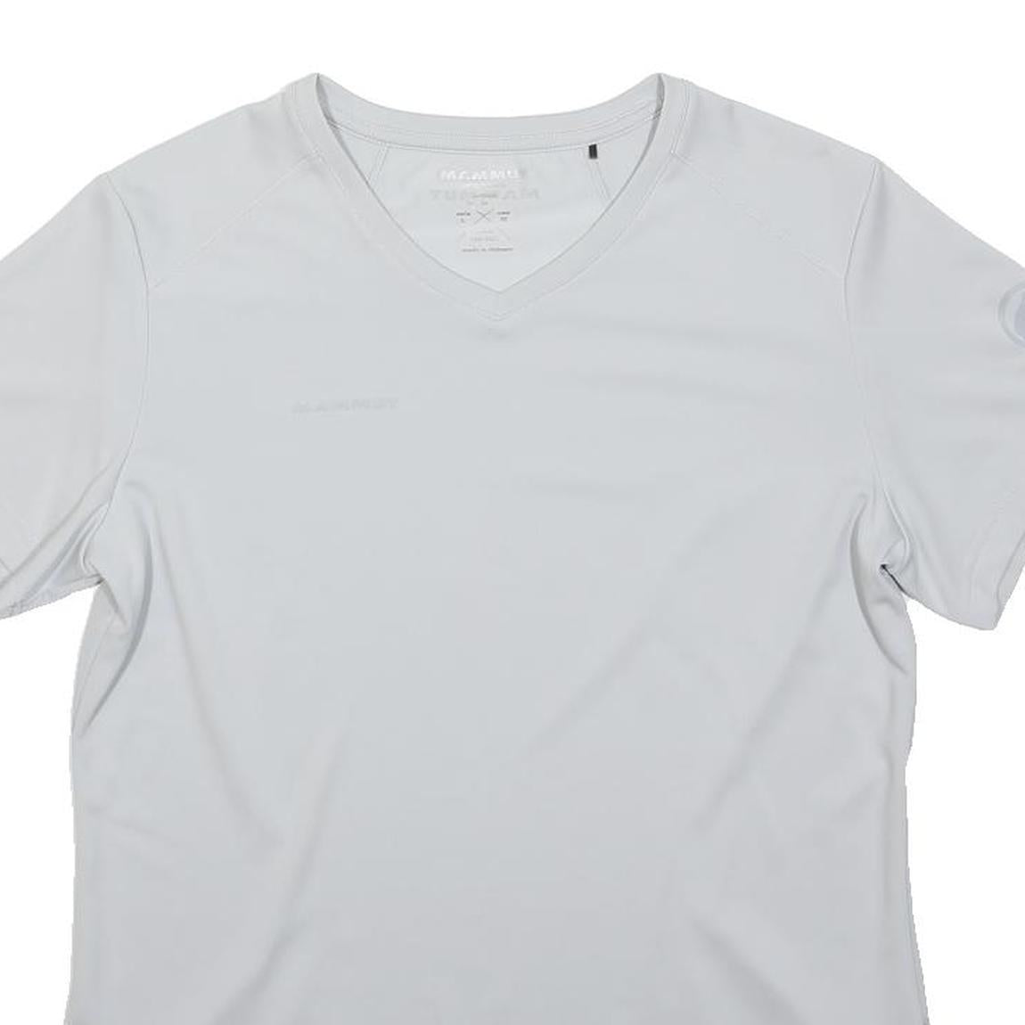MAMMUT Mens White Polyester Modern T-Shirt M Short Sleeve V-Neck Lightweight