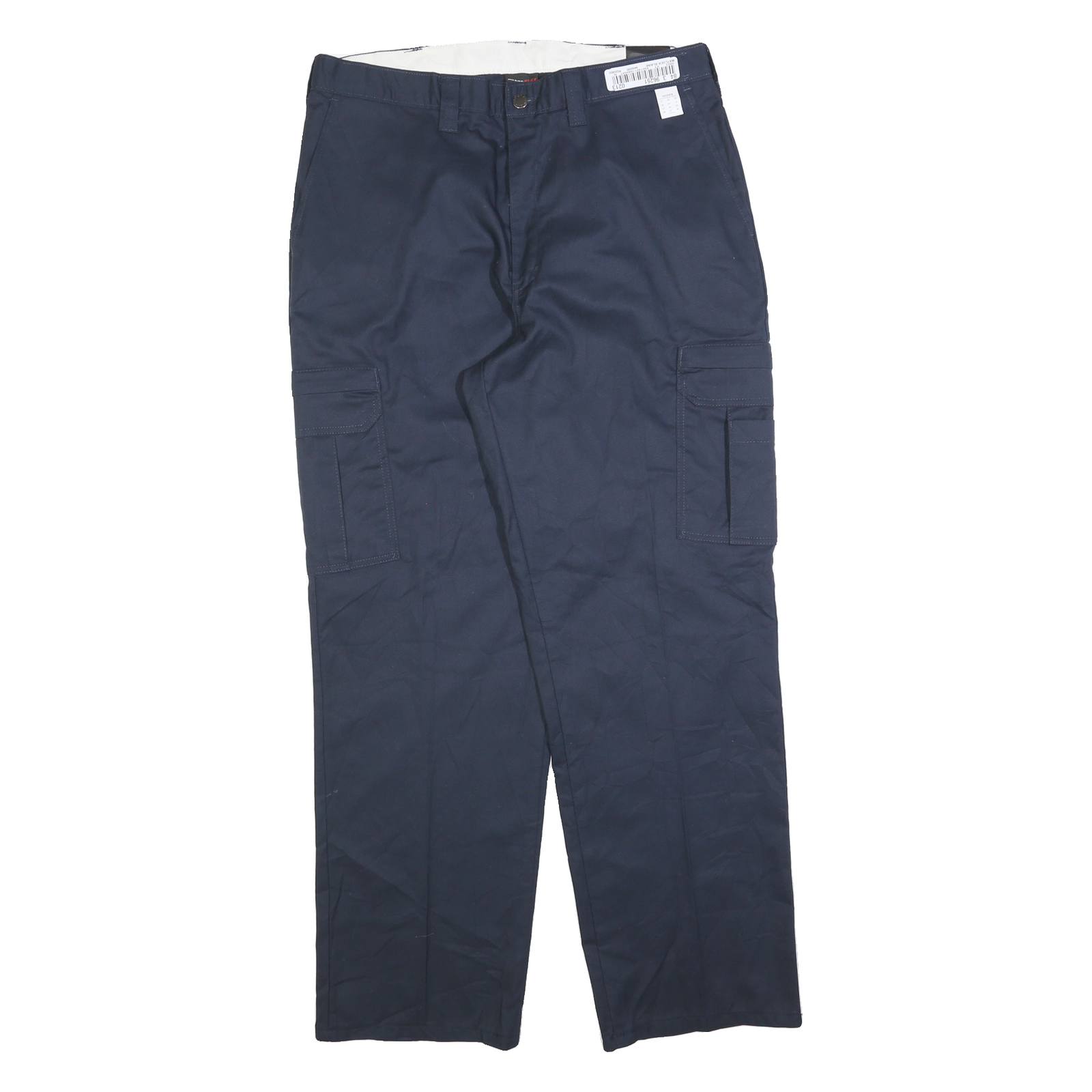 DICKIES Mens Cotton Blend Navy Regular Cargo Trousers W36 L32 Workwear Zip