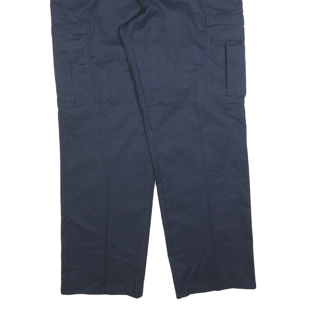 DICKIES Mens Cotton Blend Navy Regular Cargo Trousers W36 L32 Workwear Zip
