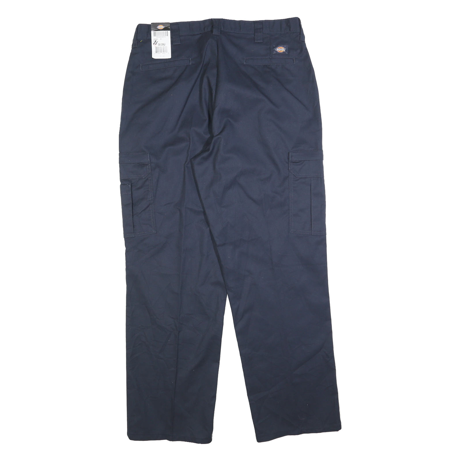 DICKIES Mens Cotton Blend Navy Regular Cargo Trousers W36 L32 Workwear Zip